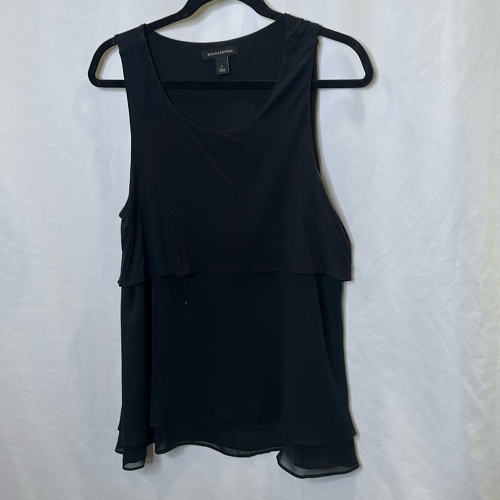 Banana Republic Elegant black long tank.  Sz L. EUC